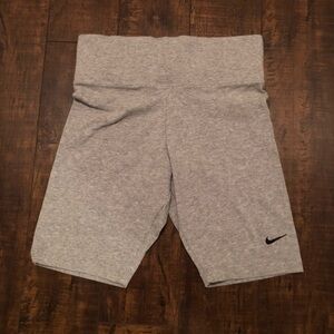 Nike Gray Athletic Shorts with Black Swoosh Logo
